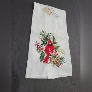 Cardinal Embroidered Kitchen Towel